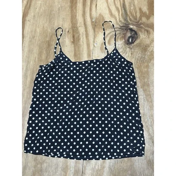 EQUIPMENT Layla Polka-dot Spaghetti-strap Silk Pullover Cami @D3
